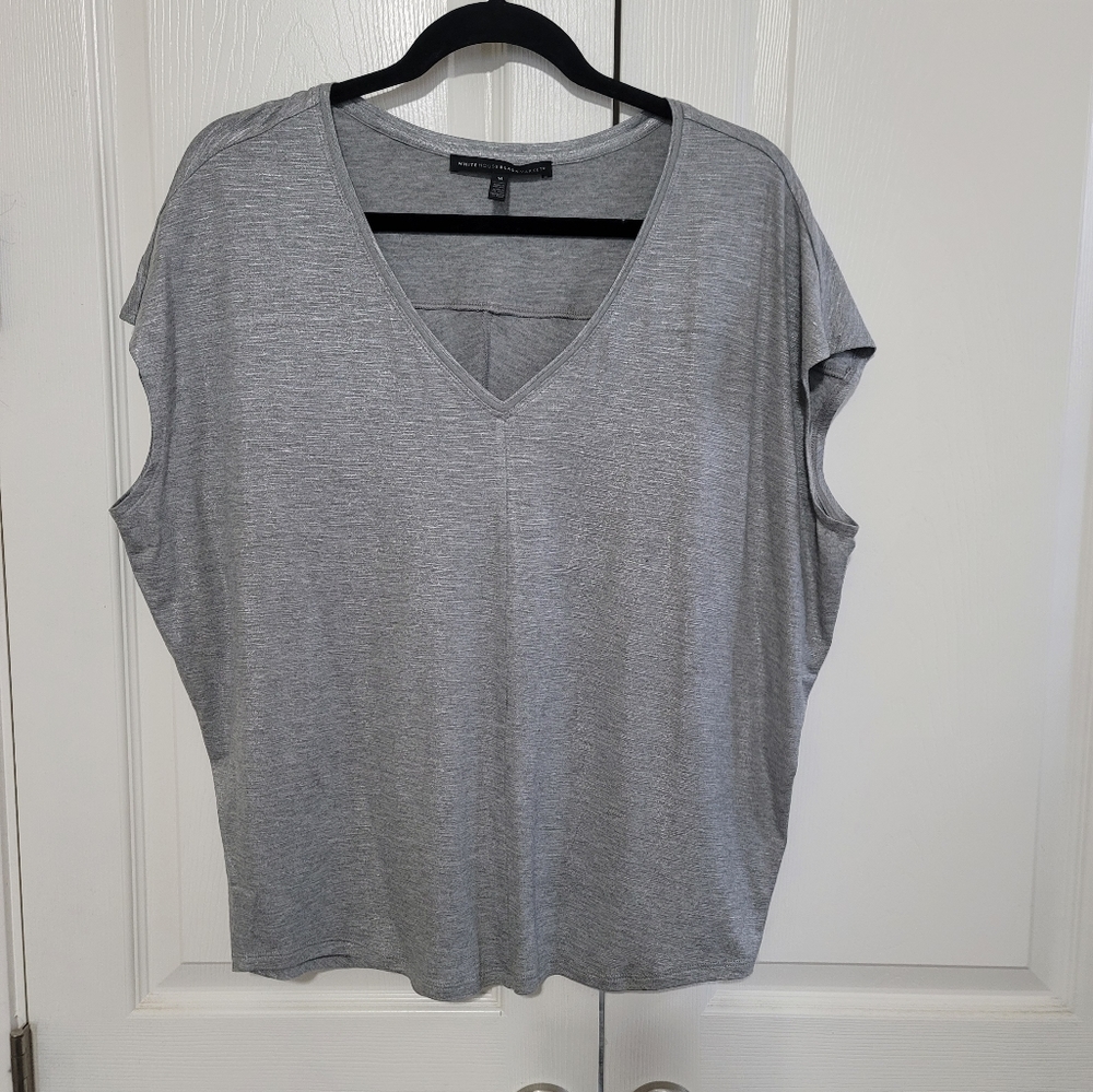 NWT White House Black Market Silver/Grey Short Sleeve Shirt